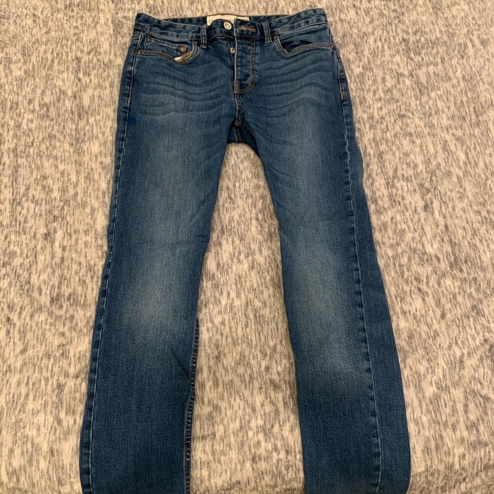 Topman Stretch Skinny Blue Jeans